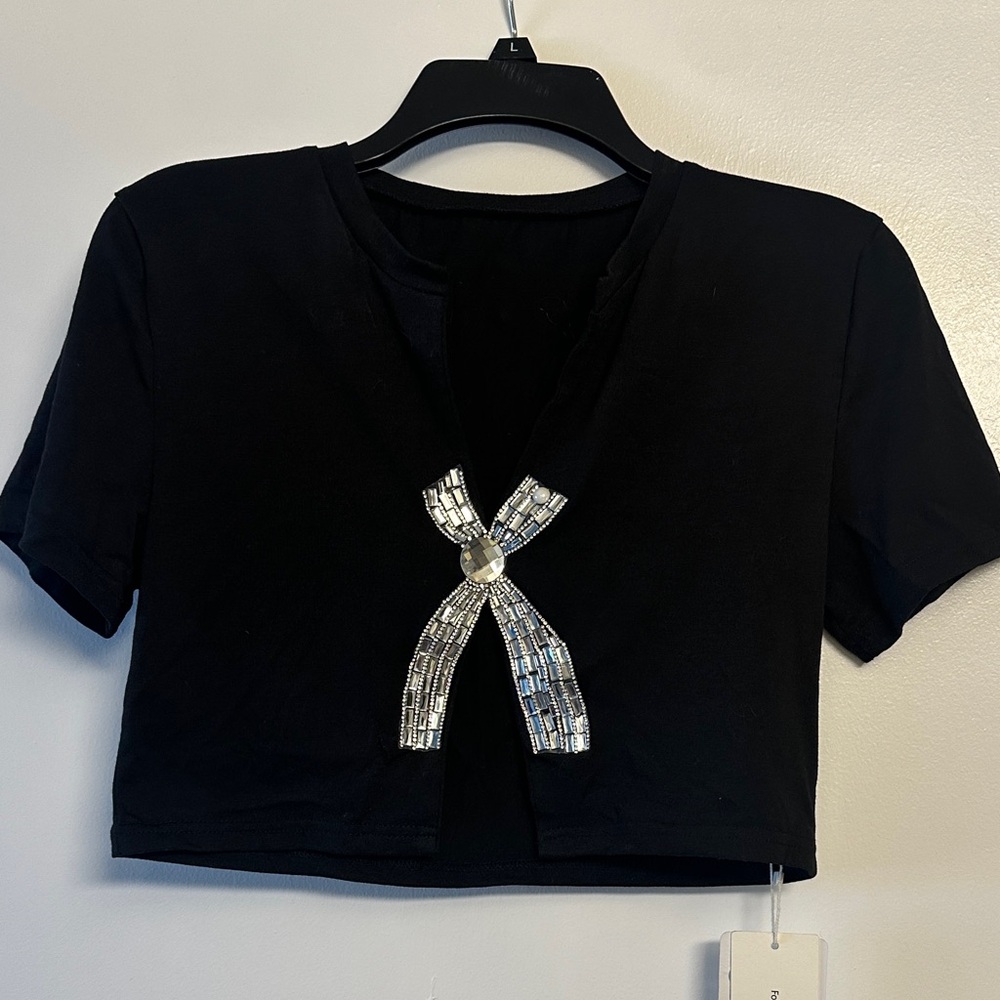 Black Embellished Women's Top